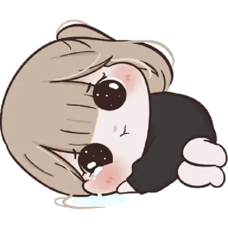 🌙 Cartoon, Verdrietig, Huilend, Emotioneel, Sticker, Kawaii whatsapp sticker