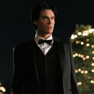 🖤 Damon Salvatore The Vampire Diaries vampir, setelan, dasi kupu-kupu, Ian Somerhalder, elegan, formal telegram sticker
