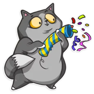 🎉 gato, fiesta, confeti, celebración, animal, lindo telegram sticker