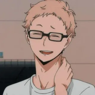 🌿 Kei Tsukishima Haikyuu!! Anime, Postać, Manga, Uśmiech, Okulary telegram sticker