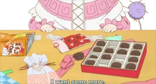 🍫 I want some more. Anime, Cioccolato, Dolce, Cibo, Dolci, Carino telegram sticker