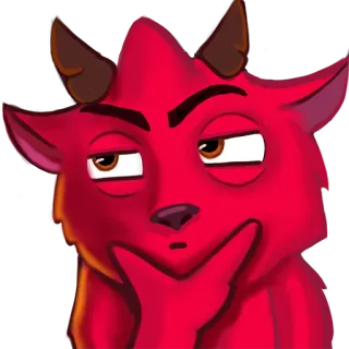 🤔 goat, devil, red, thinking, cartoon telegram sticker