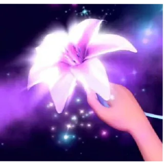 🌺 fiore, giglio, mano, scintillante, magia, luminoso whatsapp sticker