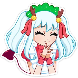 ☺️ anime, cartoon, kawaii, cute, girl, christmas, reindeer telegram sticker