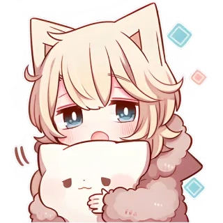 😬 Anime, Oreilles de chat, Mignon, Kawaii, Câlin, Se blottir, Art telegram sticker