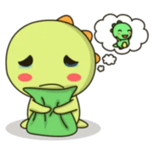 💭 dinosauro, carino, triste, personaggio, cartone animato whatsapp sticker