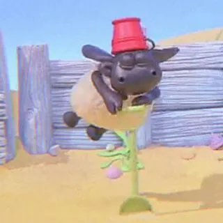 🍄 Shaun Shaun the Sheep pecora, animale, cartone animato, fattoria, secchio rosso telegram sticker