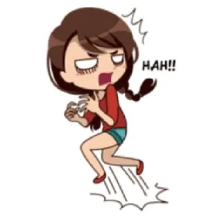 🌻 HAH!! cartoon, woman, shocked, surprised, scared, exclamation telegram sticker