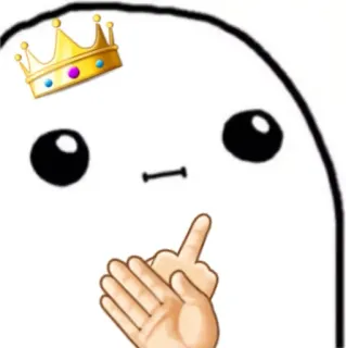 😐 стикер, персонаж, средний палец, корона, жест whatsapp sticker