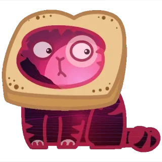 👀 gatto, pane, toast, divertente, cartoni animati, animale telegram sticker