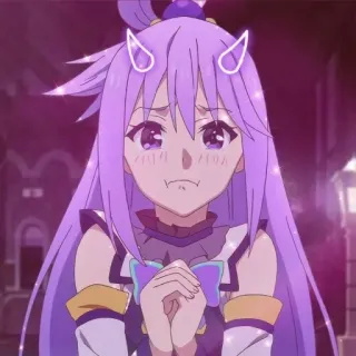 🥲 Aqua Konosuba anime, cartoon, girl, character, aqua, konosuba telegram sticker
