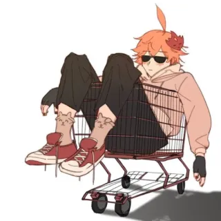 😎 Anime, Carrito de compras, Dibujos animados, Personaje, Gafas de sol, Sentado whatsapp sticker
