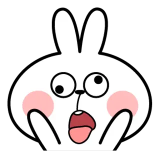 😜 conejo, dibujo animado, gracioso, expresión, animal, lindo whatsapp sticker