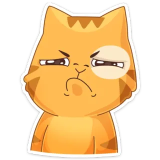 😒 猫, 生气, 橙色, 表情, 贴纸, 可爱 telegram sticker