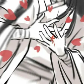 ➖ hands, red string, love, romance, relationship, hearts telegram sticker