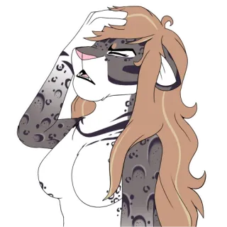 🤦‍♀️ Furry, Antropomórfico, Leopardo, Dor de cabeça, Frustração, Desenho animado telegram sticker