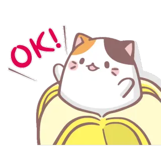 👌 OK! mèo, chuối, dễ thương, ok, nhãn dán, động vật telegram sticker