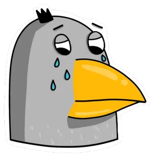 😢 ptak, smutny, płaczący, łzy, kreskówka, emoji telegram sticker