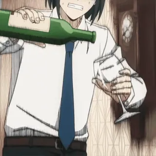 π alkohol, anggur, minum, anime, kartun, gelas, menuang whatsapp sticker
