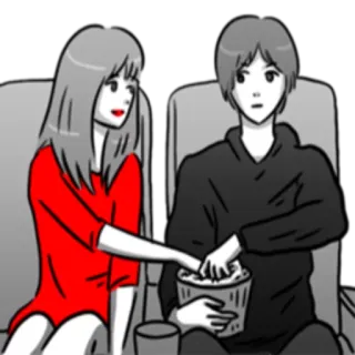 📽 coppia, cinema, popcorn, appuntamento, guardando, relazione telegram sticker