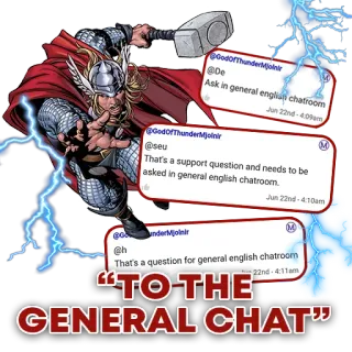 ⚡️ Thor TO THE GENERAL CHAT Thor, Marvel, Chat generale, Personaggio dei fumetti, Supereroe, Chat, Online telegram sticker