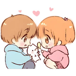 😍 Phim hoạt hình, Cặp đôi, Tình yêu, Dễ thương, Anime, Trái tim, Mối quan hệ whatsapp sticker