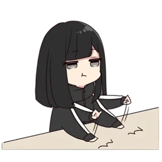😋 Anime, Chibi, Lindo, Chica, Aburrido whatsapp sticker