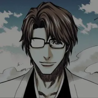 🧬 Sosuke Aizen Bleach Anime, Manga, Gafas, Sonrisa socarrona, Villano telegram sticker