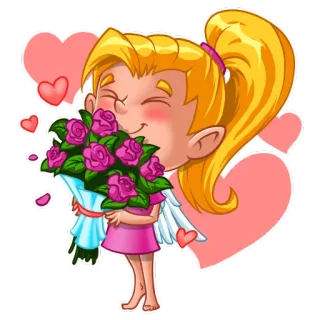 🌺 Engel, Blumen, Herzen, Liebe, Süß, Cartoon telegram sticker