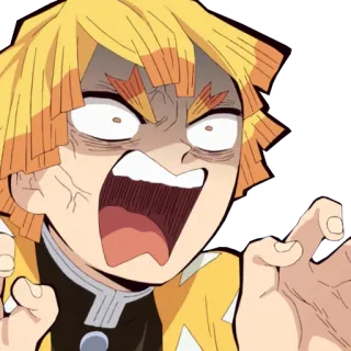 😡 Zenitsu Agatsuma Demon Slayer 애니메이션, 귀멸의 칼날, 젠이츠, 무서워, 두려움, 만화 telegram sticker