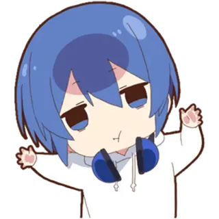 😗 Аниме, Чиби, Персонаж, Милый, Наушники telegram sticker