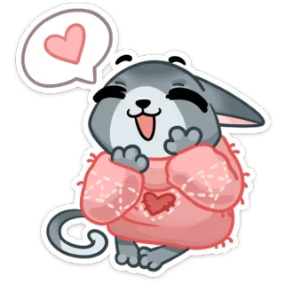 ❤ животное, кот, сердце, любовь, каваий, стикер telegram sticker