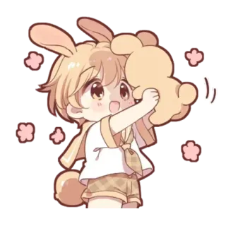 🌟 conejo, anime, lindo, chico, kawaii, ilustración, pegatina telegram sticker