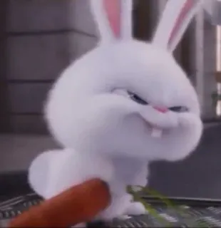 🐰 Snowball The Secret Life of Pets coelho, cenoura, animal, animal de estimação, personagem de filme, animado whatsapp sticker
