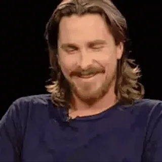 🙂 Christian Bale actor, famoso, hombre, sonrisa, Christian Bale whatsapp sticker