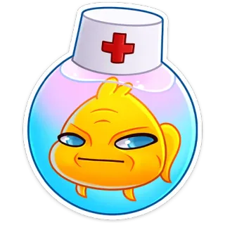 😐 fish, cartoon, nurse, doctor, medicine, healthcare whatsapp sticker