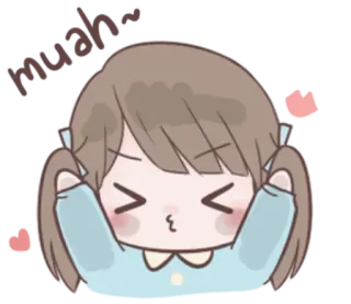 🌙 murah schattig, kawaii, anime, meisje, cartoon, uitdrukking, blij whatsapp sticker