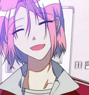 😊 anime, cartoon, smile, girl, character, pink hair, cheerful telegram sticker