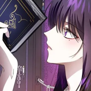 🔮 wanita, buku, ungu, anime, ilustrasi telegram sticker