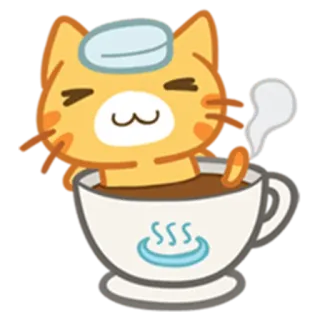 😌 猫, コーヒー, 可愛い, 温泉, カップ, お風呂 telegram sticker