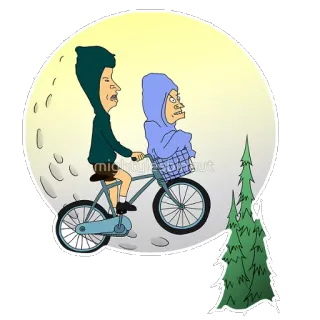 👽 Beavis and Butt-Head beavis and butthead, desenho animado, bicicleta, lua, humor, comédia telegram sticker