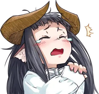 😢 anime, crying, sad, horns, girl, tearful telegram sticker