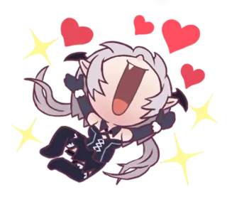 😍 Anime, Dessin animé, Démon, Autocollant, Mignon, Illustration telegram sticker