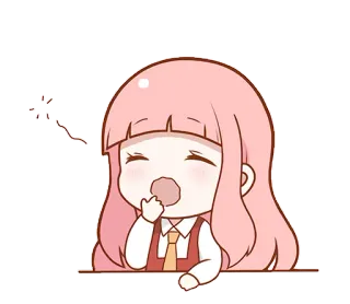 😴 Cartone animato, Chibi, Carino, Ragazza, Capelli rosa, Kawaii telegram sticker