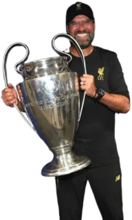 😁 Jürgen Klopp サッカー, トロフィー, リバプール, 監督, チャンピオン telegram sticker