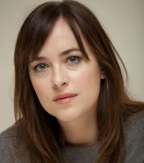 😐 wanita, potret, Dakota Johnson, aktris, selebriti telegram sticker