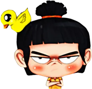 😒 Cartoon, Wütend, Mädchen, Ente, Süß, Genervt telegram sticker