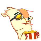 🍿 lama, popcorn, guardando film, occhiali da sole, cartone animato whatsapp sticker