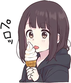 🍦 ペロッ anime, girl, ice cream, cute, kawaii telegram sticker