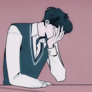 📖 triste, deprimido, anime, estudante, stress, frustração telegram sticker
